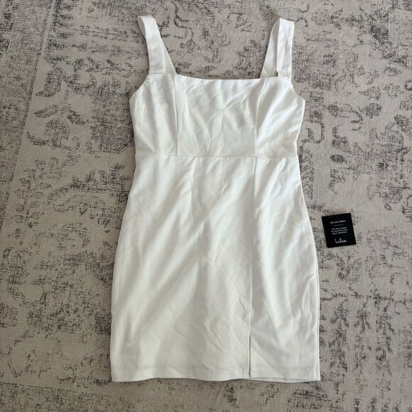 Lulus Dresses & Skirts - Lulus Social Sensation White Square Neck Mini Bodycon Dress Size Medium Bridal